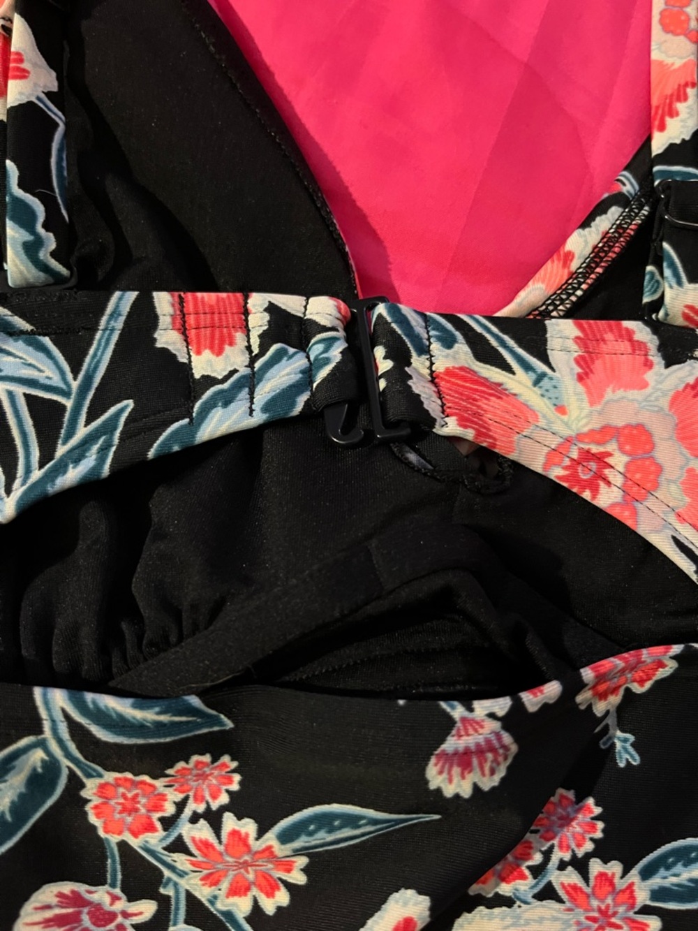 Old Navy Black Floral Twist-Front Swim Tankini - Picture 3 of 5